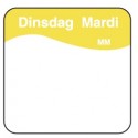 Vol. oplosbare sticker dinsdag 25 mm 500/rol (per 1 stuks)