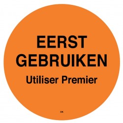 Permanente sticker 'eerst gebruiken' 500/rol (1 stuks)
