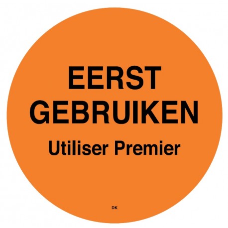 Permanente sticker 'eerst gebruiken' 500/rol (1 stuks)