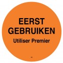 Permanente sticker 'eerst gebruiken' 500/rol (per 1 stuks)