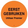 Permanente sticker 'eerst gebruiken' 500/rol (per 1 stuks)