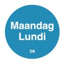 Permanente sticker maandag 19 mm 1000/rol (per 1 stuks)