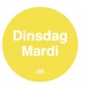 Permanente sticker dinsdag 19 mm 1000/rol (per 1 stuks)