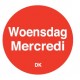 Permanente sticker woensdag 19 mm 1000/rol (per 1 stuks)