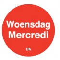 Permanente sticker woensdag 19 mm 1000/rol (per 1 stuks)