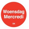 Permanente sticker woensdag 19 mm 1000/rol (per 1 stuks)