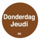 Permanente sticker donderdag 19 mm 1000/rol (per 1 stuks)