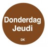 Permanente sticker donderdag 19 mm 1000/rol (per 1 stuks)