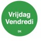 Permanente sticker vrijdag 19 mm 1000/rol (per 1 stuks)