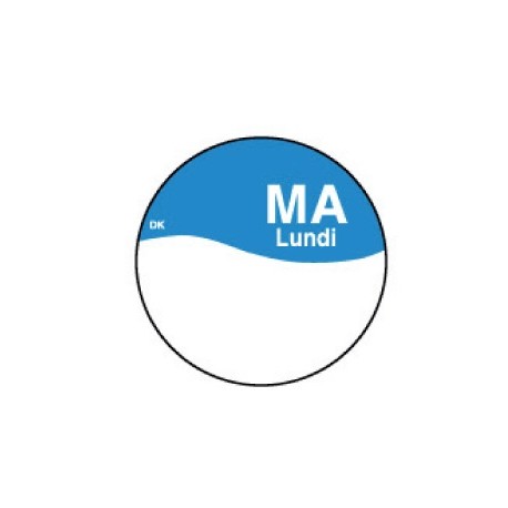 Perm. sticker m/schrijfvlak maandag 19 mm 1000/rol (1 stuks)