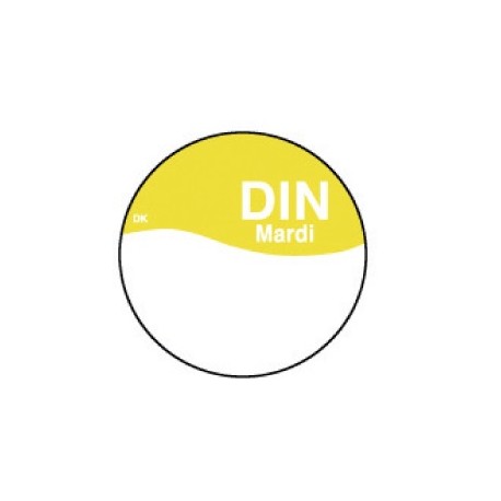 Perm. sticker m/schrijfvlak dinsdag 19 mm 1000/rol (1 stuks)