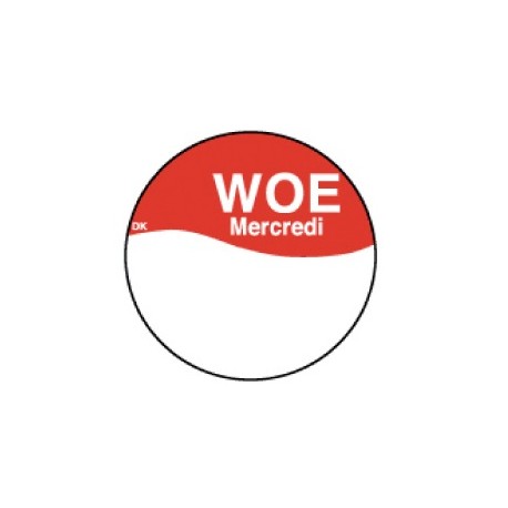 Perm. sticker m/schrijfvl. woensdag 19 mm 1000/rol (1 stuks)