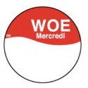 Perm. sticker m/schrijfvl. woensdag 19 mm 1000/rol (per 1 stuks)