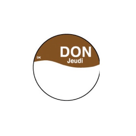 Perm. sticker m/schrijfvl. donderdag 19mm 1000/rol (1 stuks)