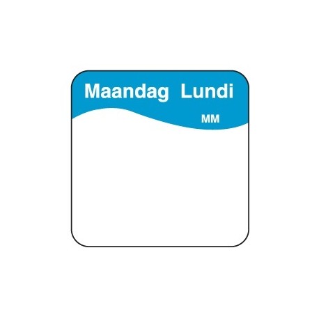 Eenv. verwijderbare sticker maandag 25 mm 1000/rol (1 stuks)