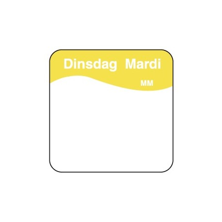 Eenv. verwijderbare sticker dinsdag 25 mm 1000/rol (1 stuks)