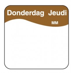 Eenv. verwijderb. sticker donderdag 25 mm 1000/rol (1 stuks)