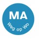 Perm. sticker 'ma weg op wo' 19 mm 1000/rol (per 1 stuks)