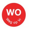 Perm. sticker 'wo weg op vr' 19 mm 1000/rol (per 1 stuks)