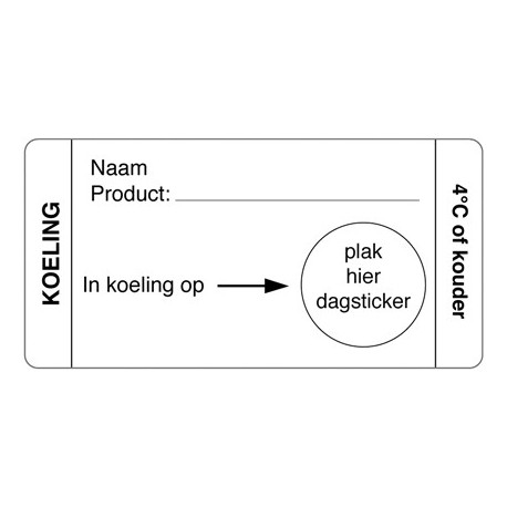 Afwasbare sticker koeling 250/rol (1 stuks)