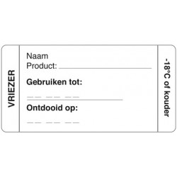 Afwasbare sticker vriezer 250/rol (1 stuks)
