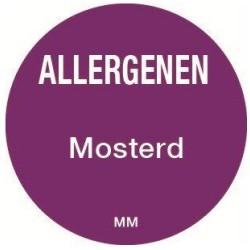Allergie mosterd sticker rond 25 mm 1000/rol (1 stuks)