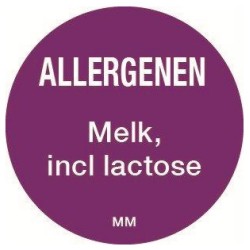 Allergie melk sticker rond 25 mm 1000/rol (per 1 stuks)