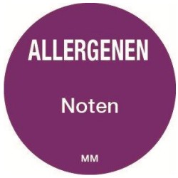 Allergie noten sticker rond 25 mm 1000/rol (per 1 stuks)