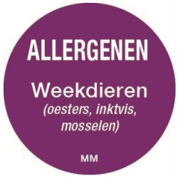 Allergie weekdieren sticker rond 25 mm 1000/rol (per 1 stuks)