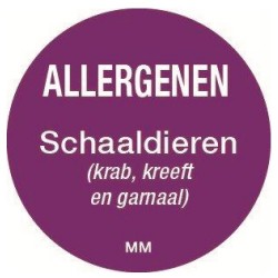 Allergie schaaldieren sticker rond 25 mm 1000/rol (per 1 stuks)