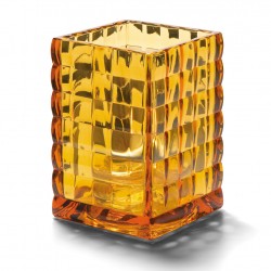 Vierkante glashouder amber trans. 6,5 x 9,5 cm (12 stuks)