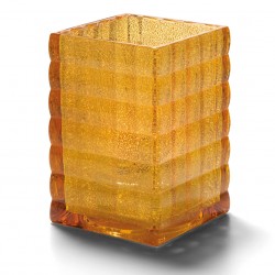 Vierkante glashouder amber 6,5 x 9,5 cm (12 stuks)
