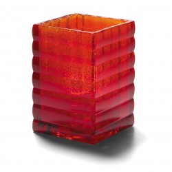 Vierkante glashouder robijnrood mat 6,5 x 9,5 cm (12 stuks)