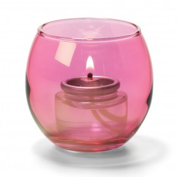 Theelicht luchtbel glas roze 6,7 x 6 cm (12 stuks)