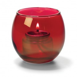Theelicht luchtbel glas robijn helder 6,7 x 6 cm (12 stuks)