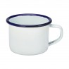 Emaille mini mok met blauwe rand 120 ml (per 12 stuks)