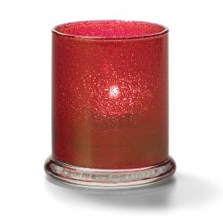Cilinder glas breed onderstel rood 7,6 x 9 cm (12 stuks)