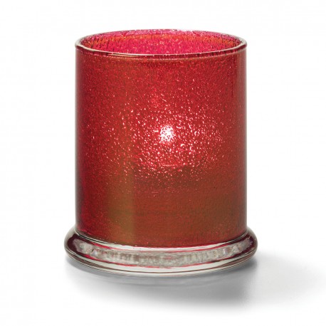 Cilinder glas breed onderstel rood 7,6 x 9 cm (12 stuks)