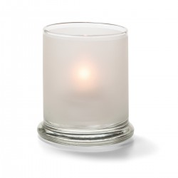 Cilinder glas breed onderstel wit 7,6 x 9 cm (12 stuks)