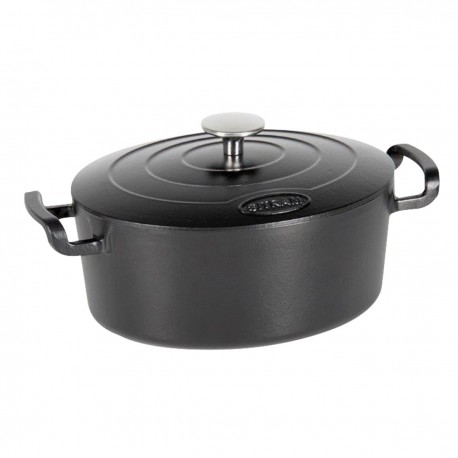 Emaille gietijzeren cocotte ovaal zwart 4L. (1 stuks)