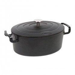 Emaille gietijzeren cocotte ovaal zwart 6,5L. (1 stuks)