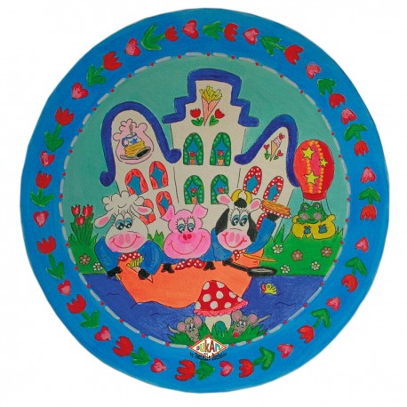 Kinderbord coupe 'Hollands huis' blauw 26,7 cm (6 stuks)