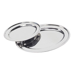 Schotel ovaal, met kraalrand RVS 25x18cm