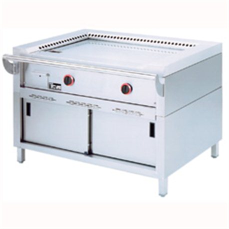 Teppanyaki gasplaat, 2 zones (2x 5 kW), op kast