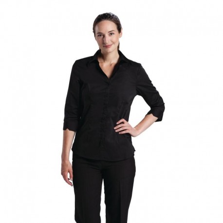 Uniform Works dames stretch shirt zwart S