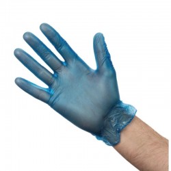 Vogue vinyl handschoenen blauw gepoederd L