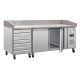 Polar pizza werkbank met marmeren blad en deeglades 428ltr