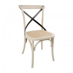 Bolero houten stoel met gekruiste rugleuning ecru 2 stuks