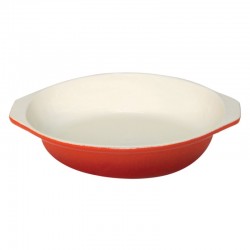 Vogue ronde gietijzeren gratineerschaal 0,4ltr oranje