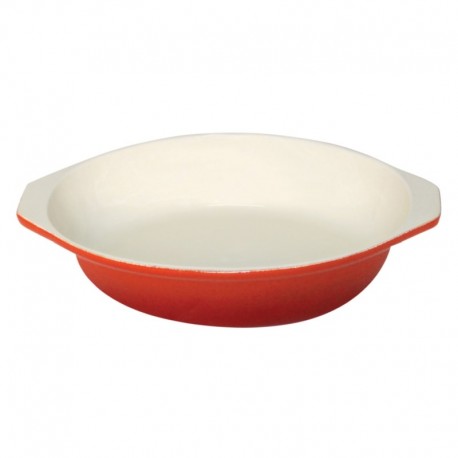 Vogue ronde gietijzeren gratineerschaal 0,4ltr oranje